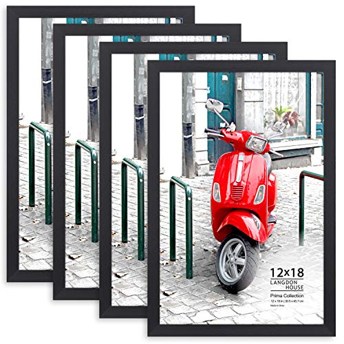 image for Langdon House 12x18 Poster Frame (Black, 4 Pack), Gallery Picture Fram
