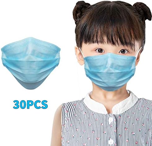 BYE JIN 30 Pcs Disposable Face Masks for Children， 3-Layer Elementary School Toddler Medical Mouth Masks with Adjustable Nose Clip ，for Hospitals Pet Shops