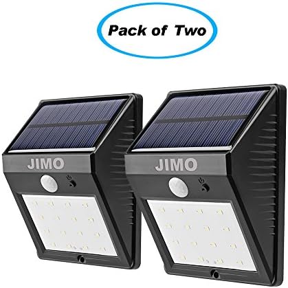 Solar Outdoor Lights with Motion Sensor, 2 pack, Super Bright 16 LED by JIMO, Wireless, Security Sensor Movement Detective, Dim & Bright Mode, Waterproof, for Driveway Patio Deck Pool Yard Garden