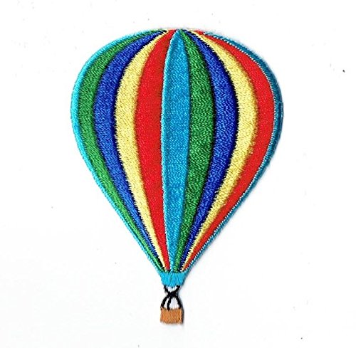 Colorful Striped Hot Air Balloon Iron on Embroidered Patch