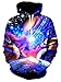 Men and Women Novelty Fleece Hoodies Galaxy Space Planets Nebula Printed 80s Pullover Athletic Sweaters Long Sleeve Fleece Hooded Sweatshirts