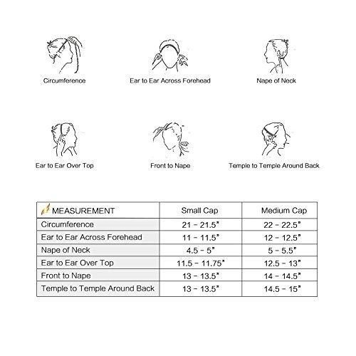 Bella Hair Glueless Wig Caps for Women Making Wig with Combs and Adjustable Straps Swiss Lace Black Medium Size