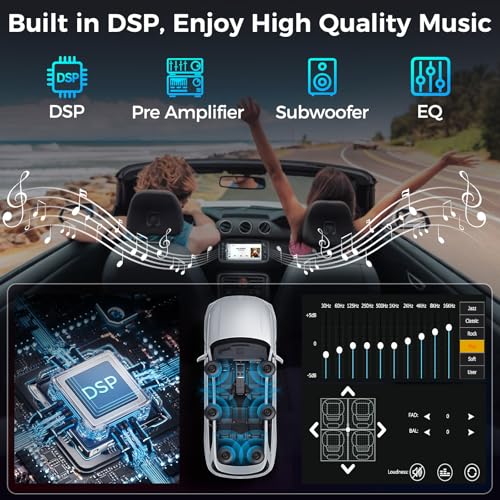 Kissound Double Din Car Stereo with 7" HD Touchscreen, Wireless Apple Carplay & Android Auto, Bluetooth, 240W, SWC, Subwoofer Output, Mirror Link, FM/AM Car Radio Receiver, Backup Camera