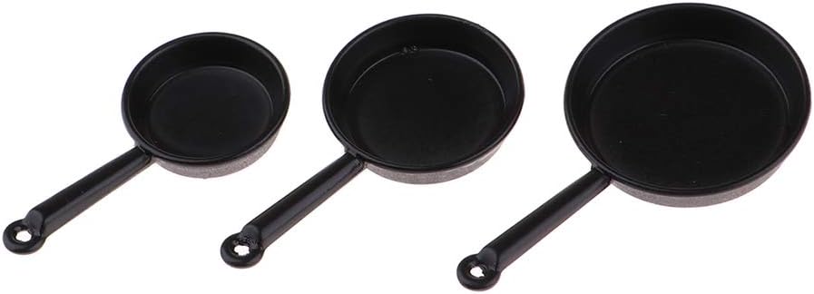 Amazon Dynwave Diy ドールハウス 食器モデル フライパン 鍋 ミニチュア 手作り キッチン 調理器具 3個入り ブラック 家具 おもちゃ
