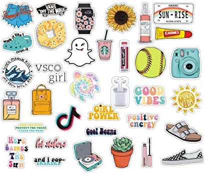 cute vsco girl aesthetic stickers for hydro flask laptops 35 pack uniquely designed vinyl water bottle stickers for girls teens trendy aesthetic stickers pricepulse