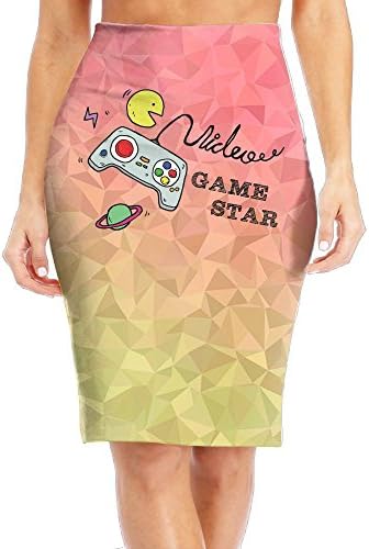 Fshg Skirts Gamer Controller Women Knee Length Midi Skirt Pencil Skirt