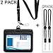 YOUOWO 2 Pack Black Neck Office Quick Release Lanyards and Small Black Adjustable Wrist Lanyard with Horizontal ID Badge Holder PU Leather,with Clips