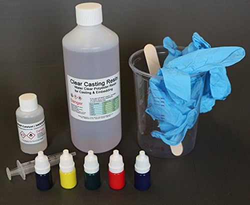 Water Clear Casting Cast Resin (Polyester) with Colour Pigments & Accessories. Various Size Kits Available 0.5kg, 1.0 Kg, 2.0 Kg and 5.0 Kg (0.5kg Green)