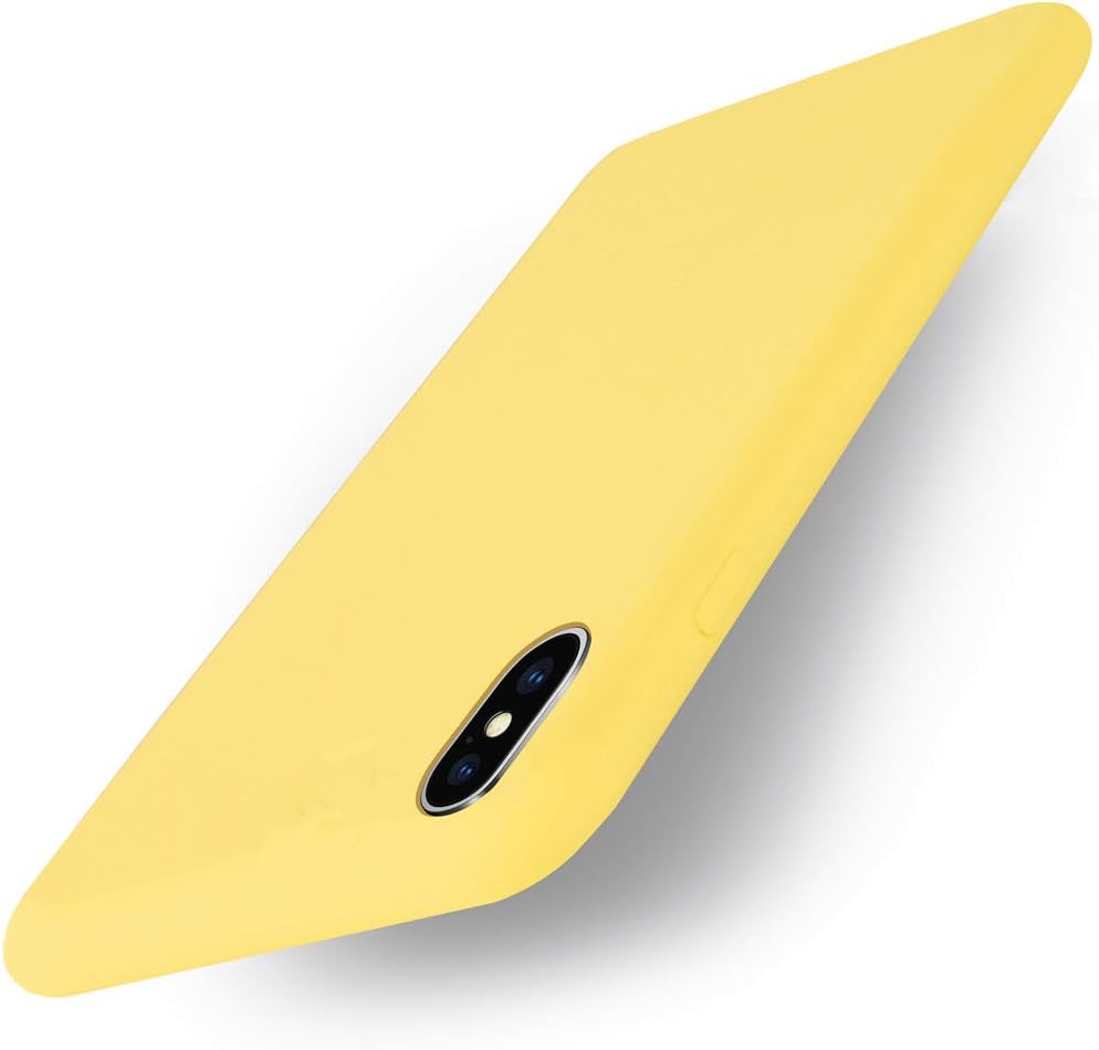 Yajuhoy iPhone Xs Case/iPhone X Case,Liquid Silicone Gel Rubber Slim Fit Soft Mobile Phone Case with Microfiber Cloth Lining Cushion Compatible with Apple iPhone X/Xs 5.8 inch (2018) - Yellow