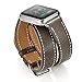 valkit Compatible with Apple Watch Band 38mm 40mm 42mm 44mm, Double Tour Replacement Genuine Leather Strap Women Men Wristband for Apple Watch Series SE/6/5/4/3/2/1,Brownness