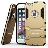 iPhone 6 Case, Pasonomi® [Heavy Duty] [Shock-Absorption] [Kickstand Feature] Hybrid Dual Layer Armor Defender Full Body Protective Case Cover for iPhone 6 4.7Inch (Golden)
