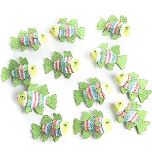 Factory Direct Craft Group of 12 Double-Sided Green Fish Ornaments for Home Decor, Crafting and Displaying