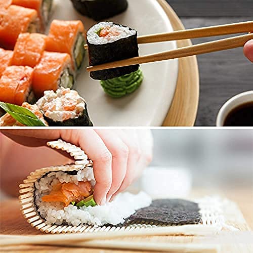 TUT Sushi Kit, 10 Pezzi Kit Sushi Fai Da Te, Sushi Kit Completo con 2 Tappetini, 5 Paia Di Bacchette, 1 Spatola Per Riso, 1 Coltello, 1 Sacco, Kit Sushi Molto Adatto Per I Principianti
