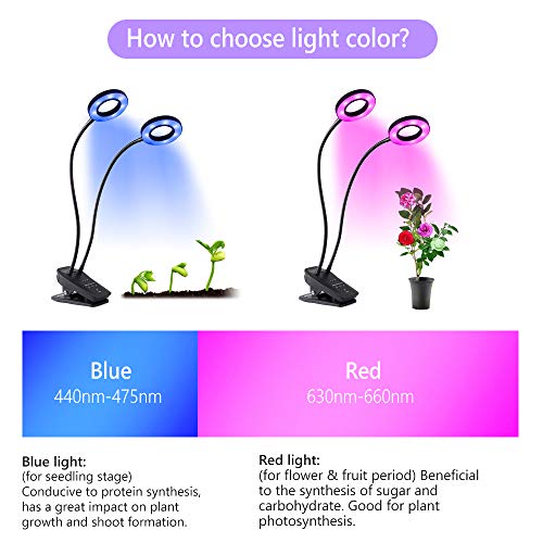 Grow Light Plant Lights for Indoor Plants with Timer Auto ON & Off, Grow Lamp with 360 Degree Gooseneck,10 Dimmable Levels and 3/6/12H Timing for Hydroponics Greenhouse Gardening