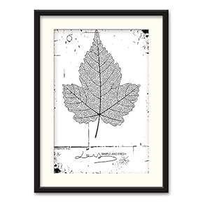 Black Paper Framed Canvas Wall Art for Living Room, Bedroom Abstract Branch and Leaves Canvas Prints for Home Decoration Ready to Hanging - 23x31 inches