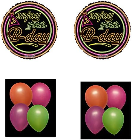 Black Light Reactive Happy Birthday Balloon Set