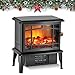 Air Choice Portable Electric Fireplace Stove Space Heater, Advanced Heating System Instant Warm, Adjustable Realistic 3D Flame &Quiet Fan, Overheat Tip-Over Protection, Easy Moving Indoor Outdoor Use