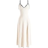 winkbay Women's Summer Tie Backless Midi Dress Deep V Neck A Line Flowy Going Out Dresses Vacation Outfits