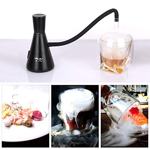 Smoking Gun Food Smoker Portable Hand-held Smoke Infuser for Food Cocktails Drinks, 4 AA Batteries Operated, Glass Dome Cloche Cover Included, Black - Thumbnail 5