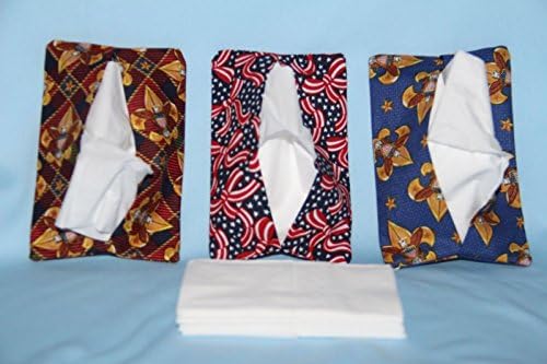 BSA and USA theme PURSE TISSUE HOLDER SET OF 3 COVERS - FREE SHIP TO USA - 100% COTTON FABRIC - SMOKE FREE - PET FREE