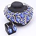 African Beads Jewelry Sets Women Bridal Crystal Statement Necklace Earring Jewelry Sets (Blue)