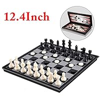 Magnetic Chess Set for Kids and Adults,12.4 inch 3D Travel Chess Board Games with 3 in 1 Chess Checkers and Backgammon for Fun and Gifts