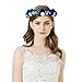 AWAYTR Flower Crown Headband for Women - Mori Girl Bride Headdress Seaside Holiday Garlands(Dark blue&Royal blue&White)