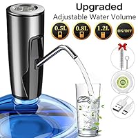 Water Bottle Pump 5 Gallon Water Jug Dispenser Portable Electric Drinking Water Dispenser Pump with Volume Control USB Rechargeable Battery for Kitchen, Office, Camping