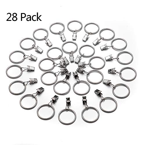 image for DEZENE Clip Curtain Rings - 28 Pack,1.25 Inch,Strong Metal,Rustproof -