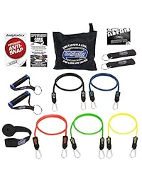 Bodylastics - Juego de bandas de resistencia a la tensión patentadas anti-SNAP 12 unidades, 14 unidades, 19 piezas y 31 unidades, con 5, 6, 7 o 14 de nuestras bandas de ejercicio, componentes resistentes, una bolsa y manual de usuario (idioma español no g