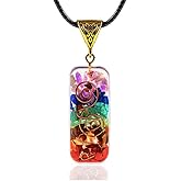 OWSC Healing 7 Chakra Crystal Necklace, Good Luck E-Energy Protection Stone Pendant with Adjustable Chain, Property and Happiness Crystals Necklaces