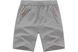 BGOWATU Men's Athletic Running Shorts Lightweight Quick Dry Jogging Hiking Workout Sports Shorts with Zipper Pockets