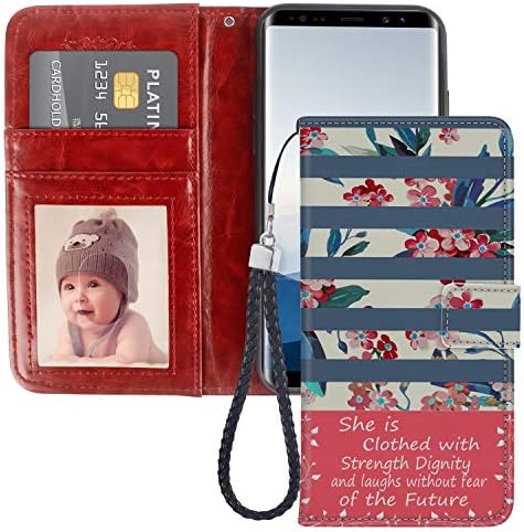 Samsung Galaxy Note 8 Phone Wallet Case Bible Verse Flower TPU Leather Flip Cover with Card Slot Wallet Case for Samsung Galaxy Note 8