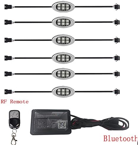 Kingshowstar 6pc Bluetooth Motorcycle LED Light pod Kit Multi-Color Accent Glow Lighting Neon Lights Lamp with Wireless Remote