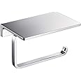 LANGPAI Toilet Paper Holder for Bathroom Solid Brass and Superior Hotel Style Tissue Roll Holder with Cell Phone Storage Polished Chrome Finish
