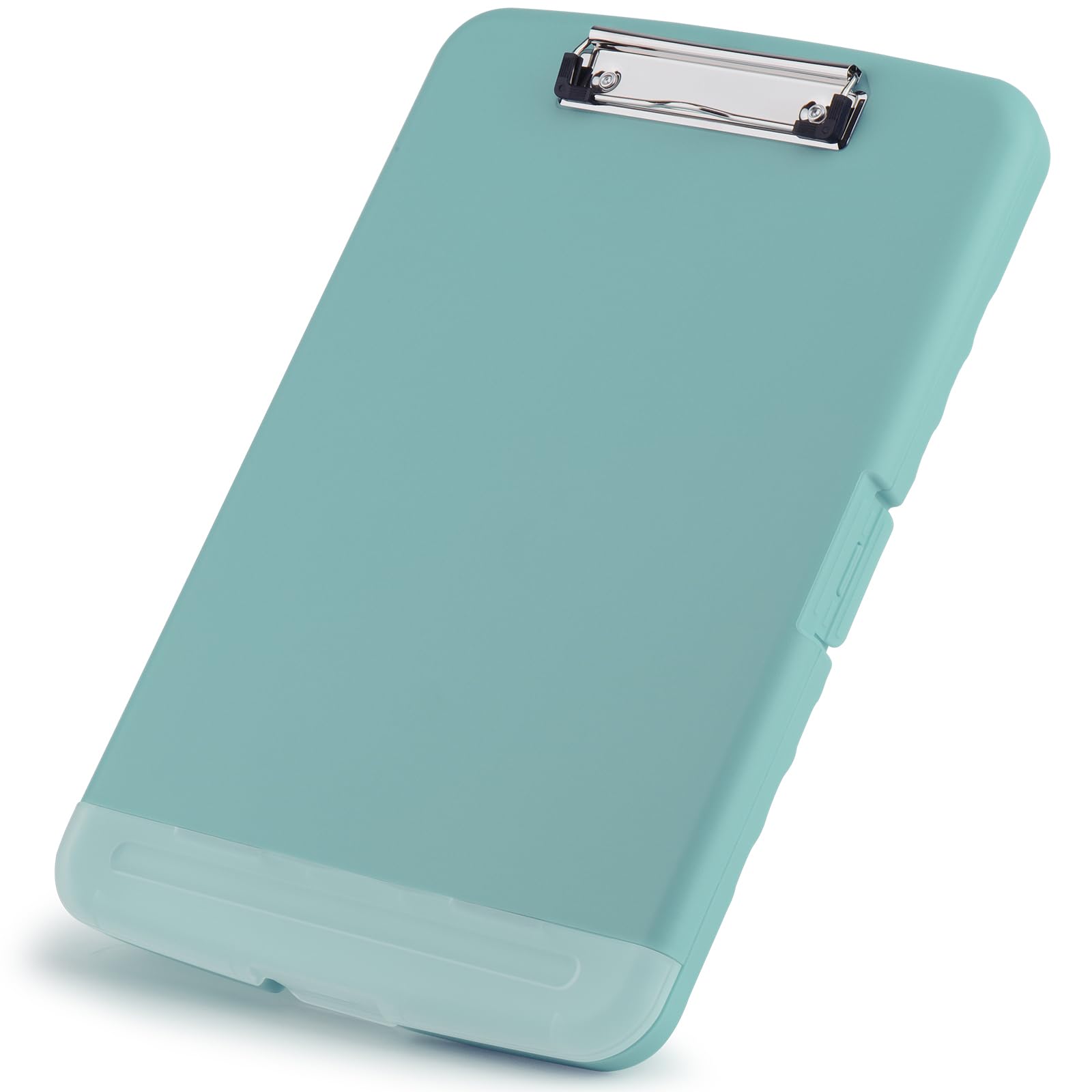 ZCZN A4 Clipboard with Storage, Plastic Clipboard Folder with Separate Pen Compartment, Greyish Green