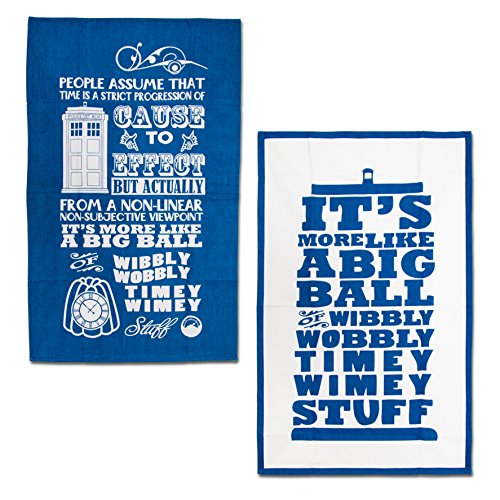 Doctor Who Dish Towels - Timey Wimey Cotton Kitchen Cloths - 2-Piece Set - Thumbnail 4