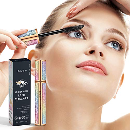 4D Silk Fiber Lash Mascara for Longer, Thicker, Voluminous Eyelashes,Natural Waterproof Smudge-Proof, All Day Exquisitely Lush, Full, Long, Thick, Smudge-Proof Eyelashes by St. Mege