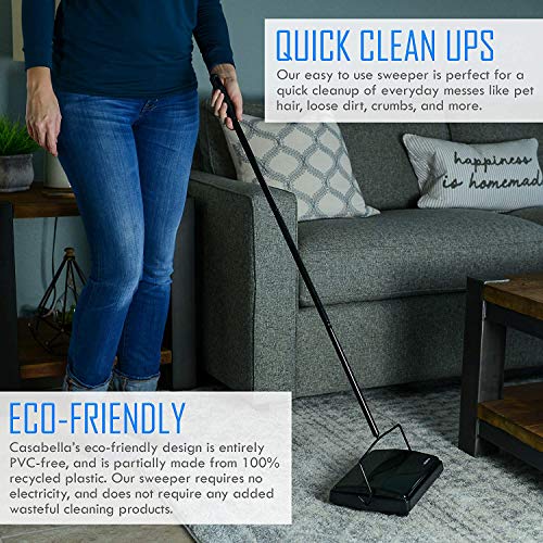 Casabella Carpet Sweeper 11" Electrostatic Floor Cleaner Black