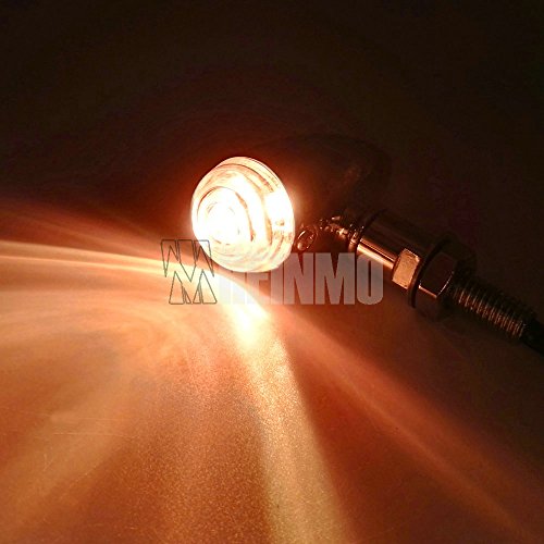 Heinmo Chrome Coating Bullet Metal Motorcycle Turn Signal lights Indicator for Mini Sportster Harley Bobber (Silver&White Lens) - Thumbnail 3