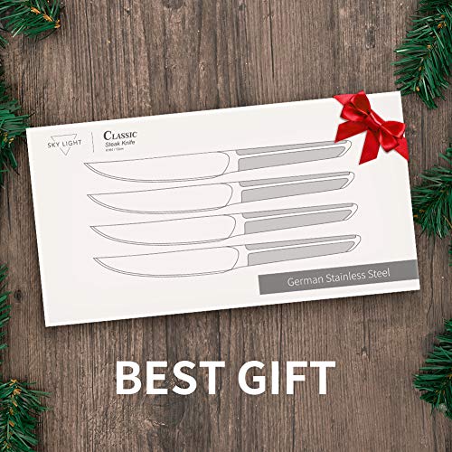 Steak Knives, SKY LIGHT 4.5 inch Non Serrated Steak Knife Set of 4