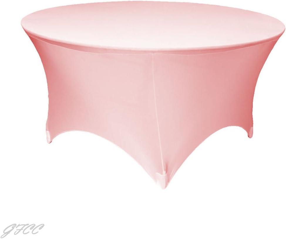 GFCC 5FT Pink Round Stretch Tablecloth 60 Inch Spandex