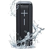 Portable Bluetooth Speakers,TWS Dual Pairing Waterproof Speakers with 360 Enhanced Bass, Wireless Outdoor Speaker HD Surround Stereo Sound with SD Card Slot for Riding, Hiking,Party(Black)