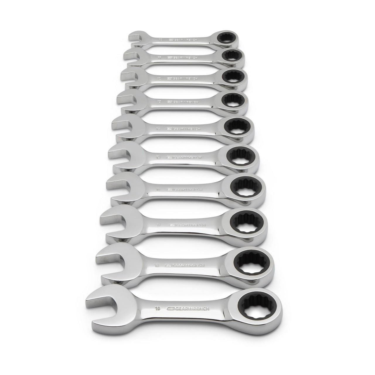 GearWrench 9520D 72-Tooth 12 Point Stubby Ratcheting Combination Metric Wrench Set, 10 Piece