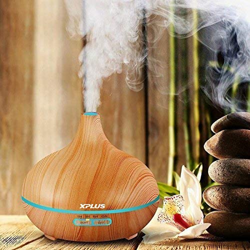 Essential Oil Diffuser,XPLUS 300ML Aroma Diffuser Aromatherapy Ultrasonic Cool Mist Humidifier with Color LED Lights Changing for Baby Office Home Bedroom Living Room Study Yoga Spa (2 Pack 25B)