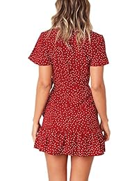 Relipop Vestido de manga corta para dama con cuello en V, estampado