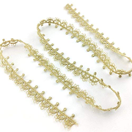 EORTA 4 Yard Gold Embroidery Lace Trim Water Soluble Lace Ribbon Gorgeous Guipure Edging Trimming Fabric Gimp Sewing Embossed Accessory Clothes Decor for Wedding Bridal Dress DIY Craft Costume, B - Thumbnail 3