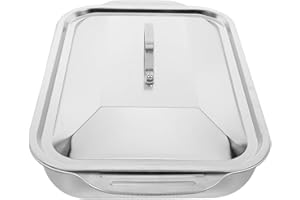 Alipis Stainless Steel Rectangular Roasting Pan with Lid Deep Baking Dish for Fish and Turkey Heavy Duty Oven Bakeware