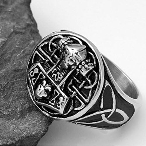 W WOOGGE Men's Viking Ring Stainless Steel Odin Symbol Vikings Thor's Hammer Valknut Warrior's Gothic Jewelry