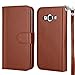 Galaxy J3 / J3 V Case, Galaxy Sky / Galaxy Sol Wallet Case, Samsung Amp Prime / Express Prime PU Leather Case, Tekcoo Cash Credit Card Slots Holder Flip Cover [Detachable Magnetic Hard Case] -Brown